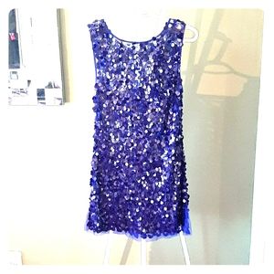 Blue sequined le chateau dress